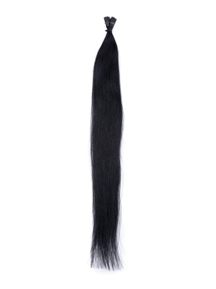50 Piece Silky Straight Stick Tip/I Tip Remy Hair Extensions Jet Black(#1)