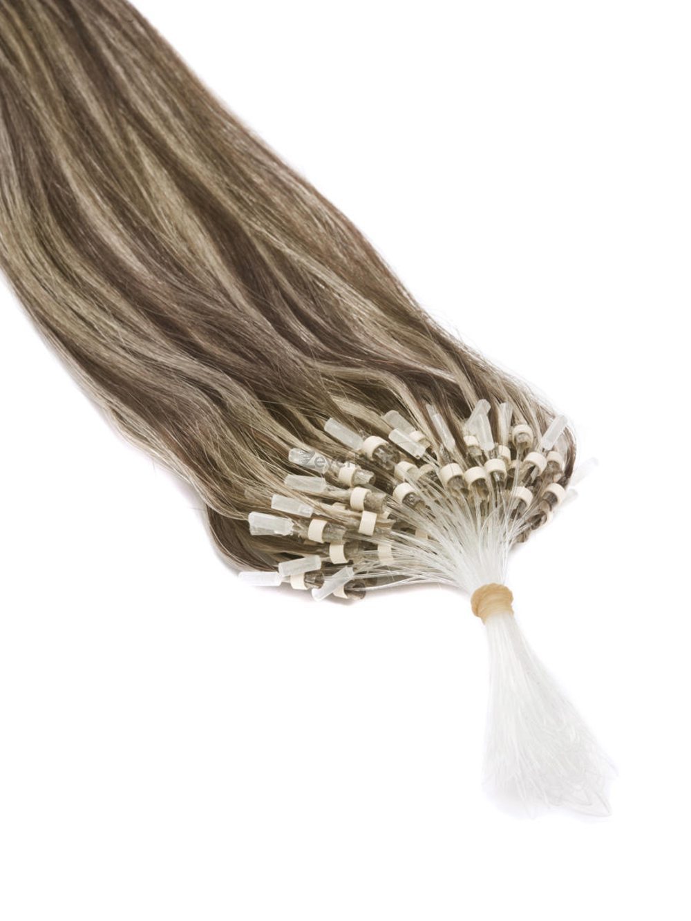 Micro Loop Human Hair Extensions 100 Strands Silky Straight Chestnut Brown/Blonde(#F6/613) - Zever Hair 2