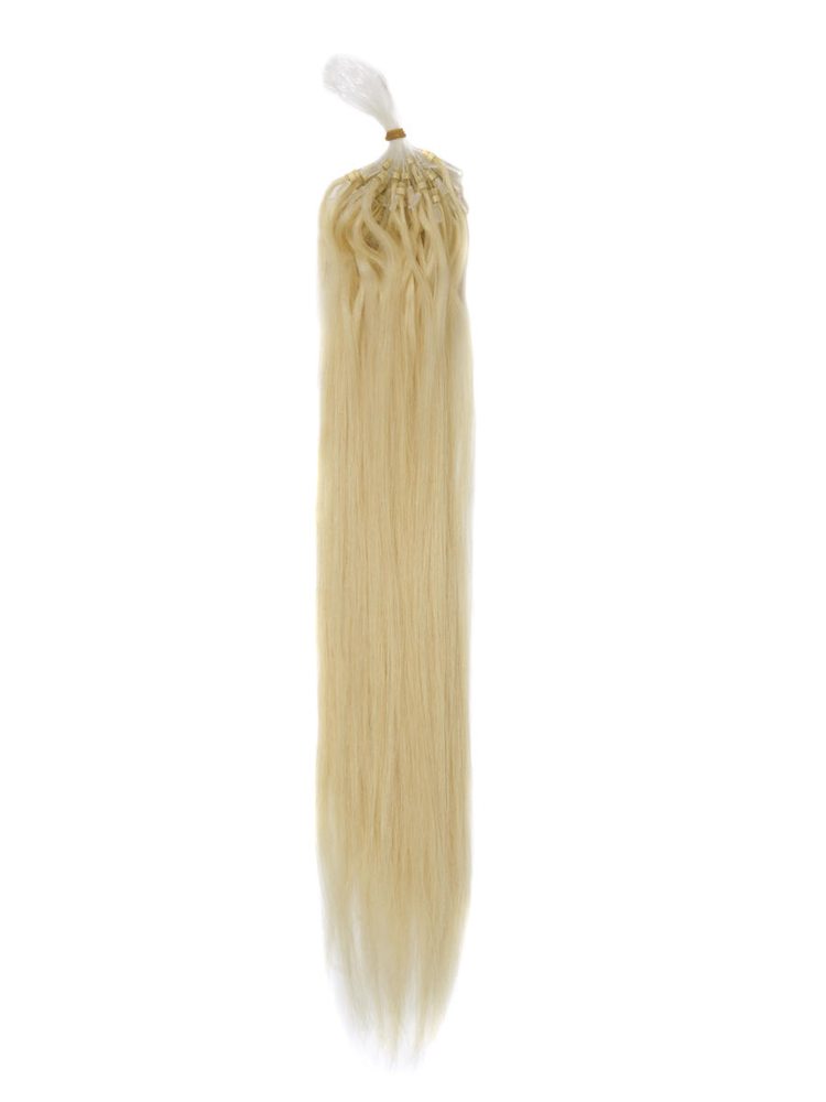 Micro Loop Remy Hair Extensions 100 Strands Silky Straight Medium Blonde(#24)