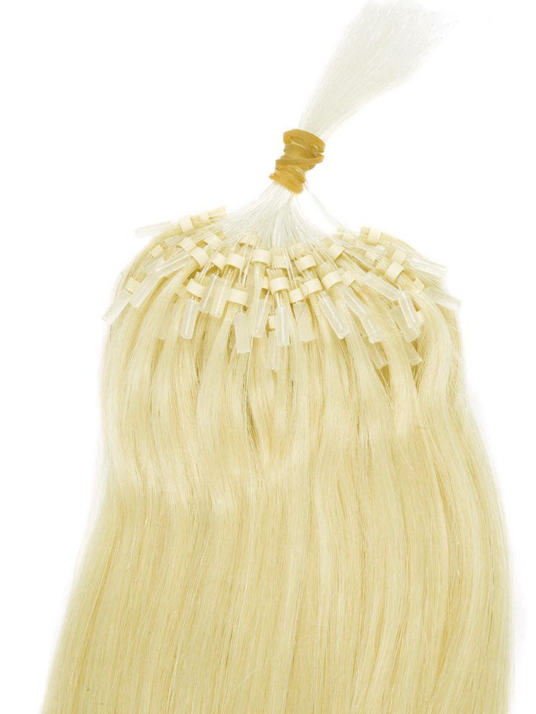 Micro Loop Remy Hair Extensions 100 Strands Silky Straight Medium Blonde(#24) - Zever Hair 2