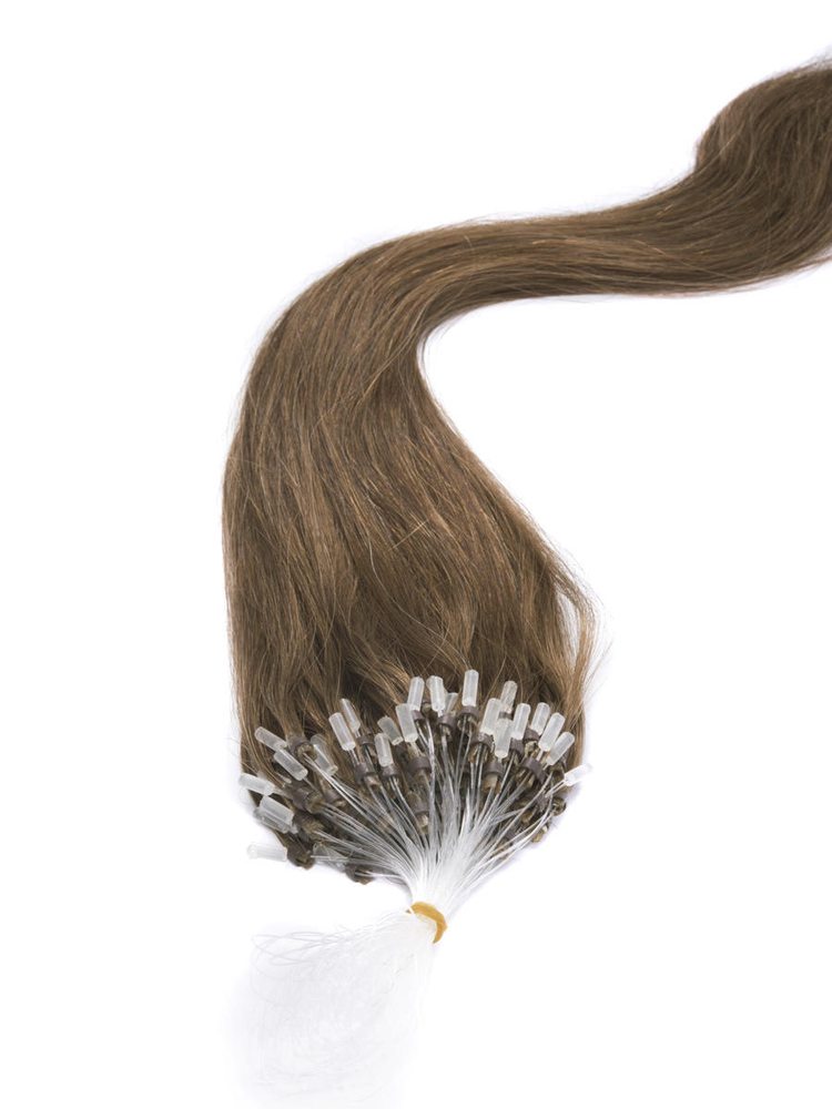 Human Micro Loop Hair Extensions 100 Strands Silky Straight Light Chestnut(#8) - Zever Hair 2
