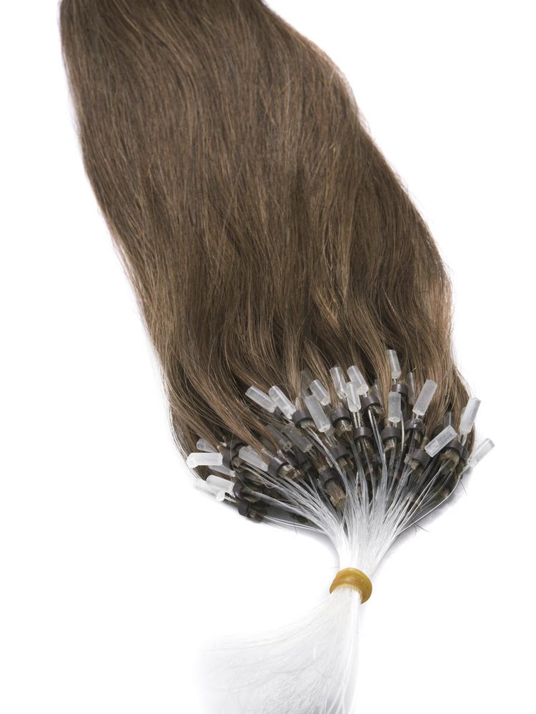 Human Micro Loop Hair Extensions 100 Strands Silky Straight Light Chestnut(#8) - Zever Hair 3