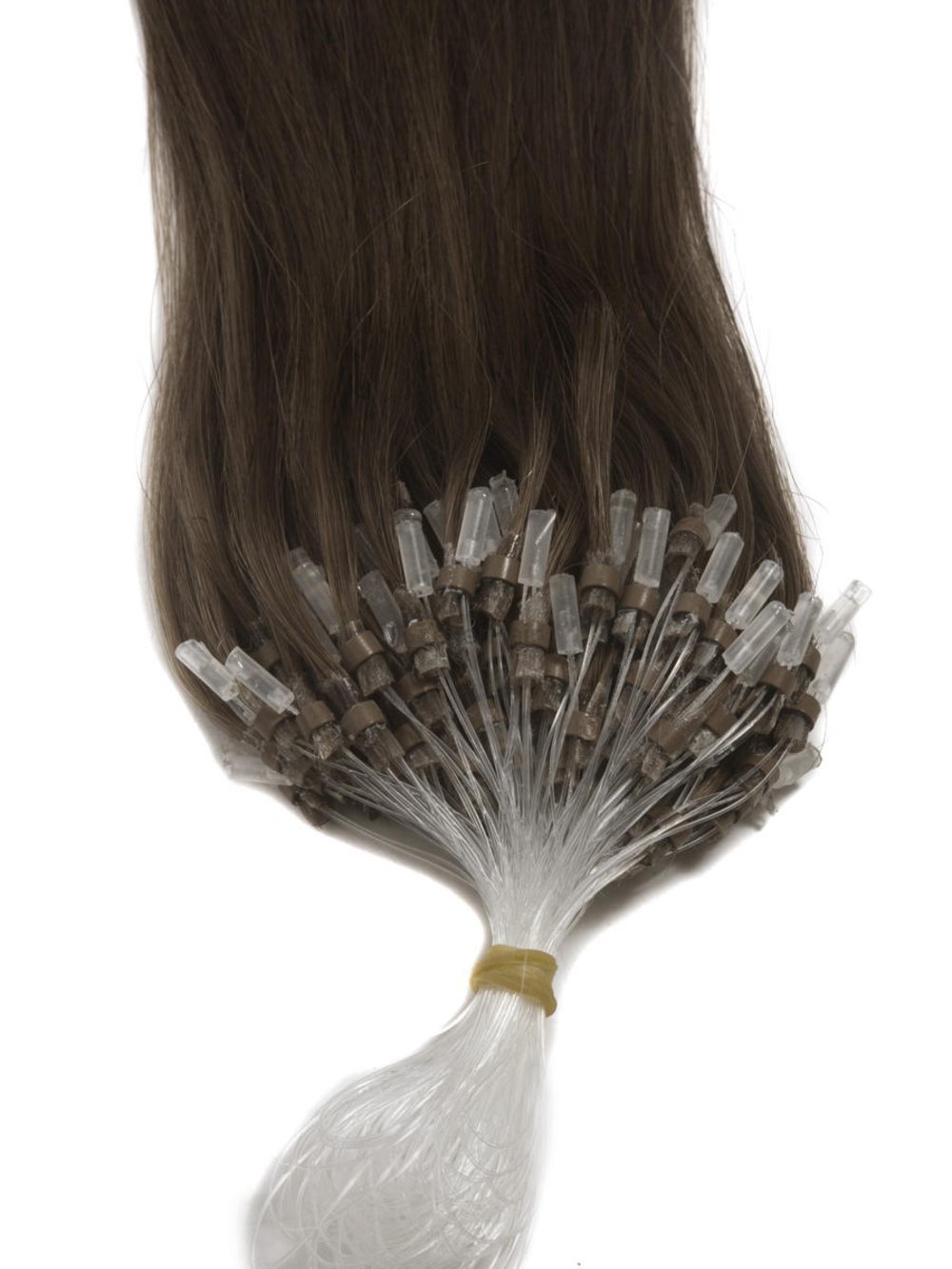 Micro Loop Human Hair Extensions 100 Strands Silky Straight Medium Brown(#4) - Zever Hair 3