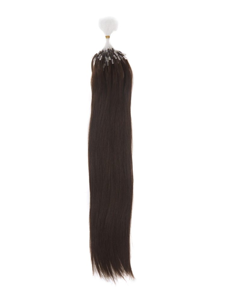 Remy Micro Loop Hair Extensions 100 Strands Silky Straight Dark Brown(#2)