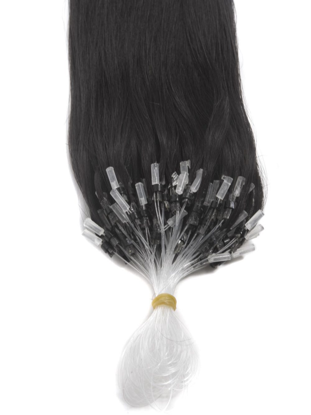 Micro Loop Human Hair Extensions 100 Strands Silky Straight Natural Black(#1B) - Zever Hair 2
