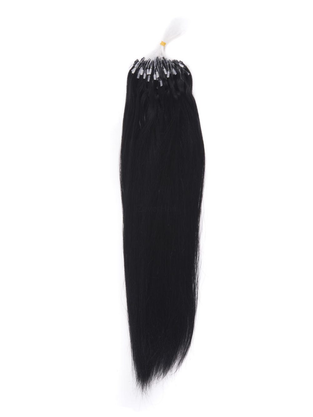 Remy Micro Loop Hair Extensions 100 Strands Jet Black(#1) Silky Straight - Zever Hair 1