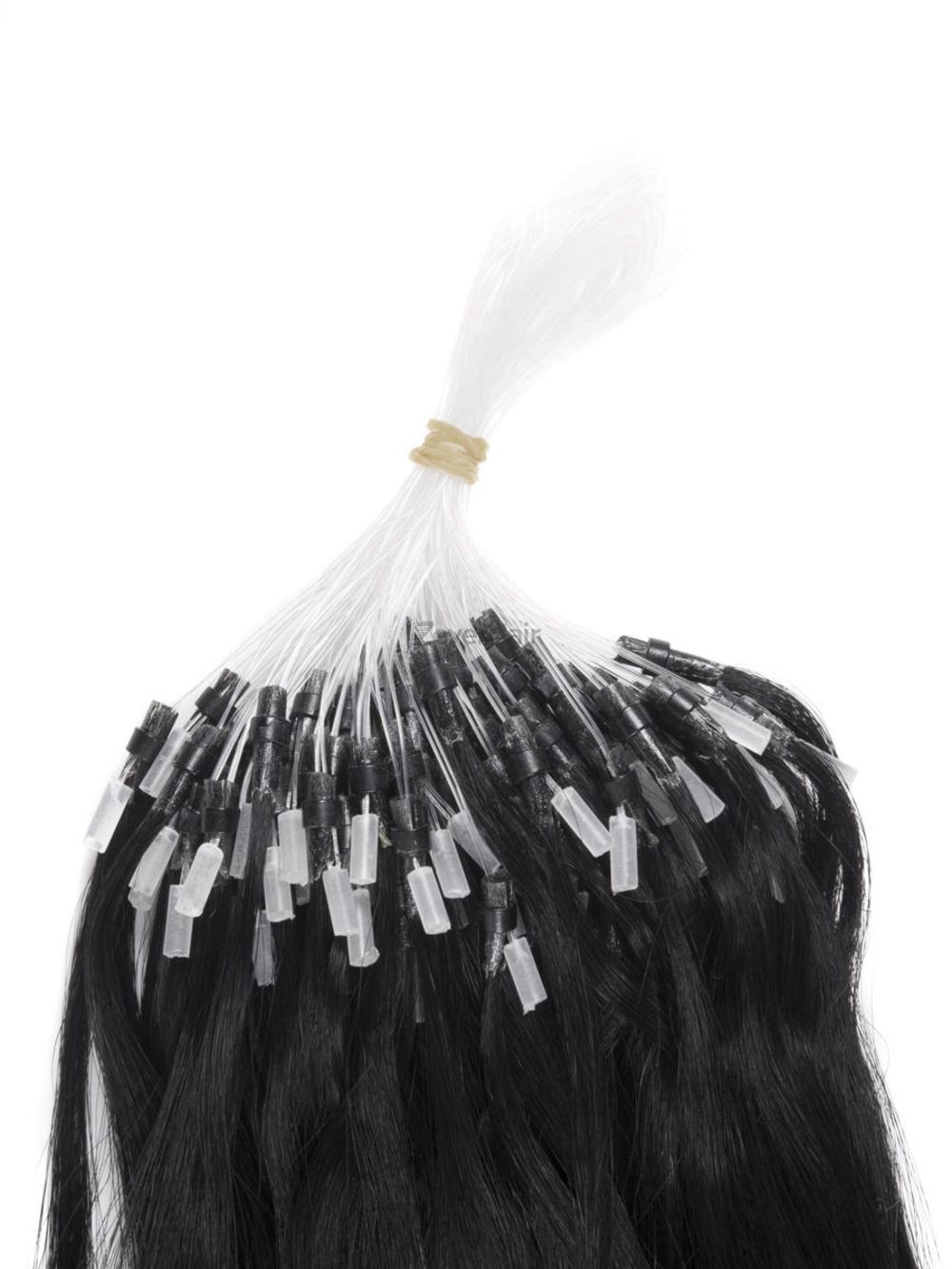 Remy Micro Loop Hair Extensions 100 Strands Jet Black(#1) Silky Straight - Zever Hair 2