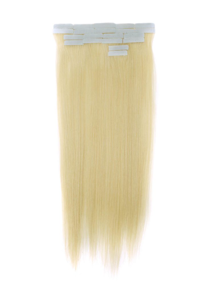 Tape In Human Hair Extensions 20 Piece Silky Straight Bleach White Blonde(#613)
