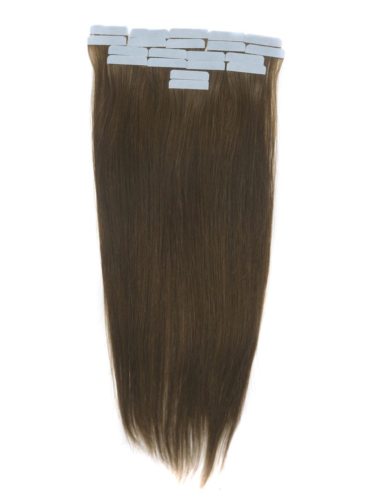 Remy Tape In Hair Extensions 20 Piece Silky Straight Light Chestnut(#8)