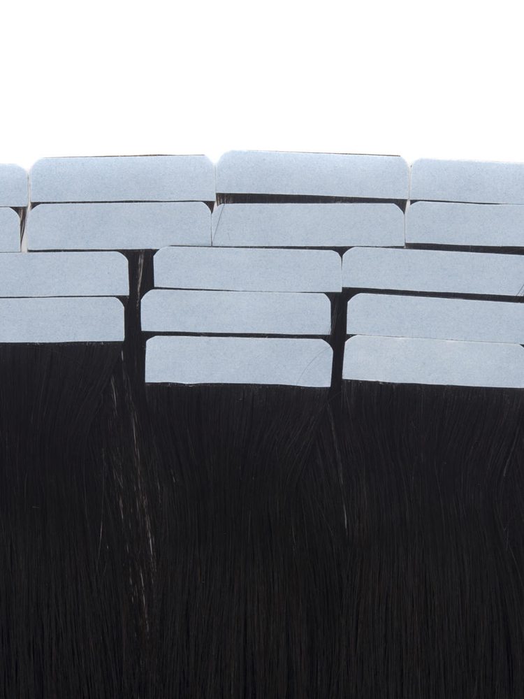Remy Tape In Hair Extensions 20 Piece Silky Straight Natural Black(#1B) - Zever Hair 2