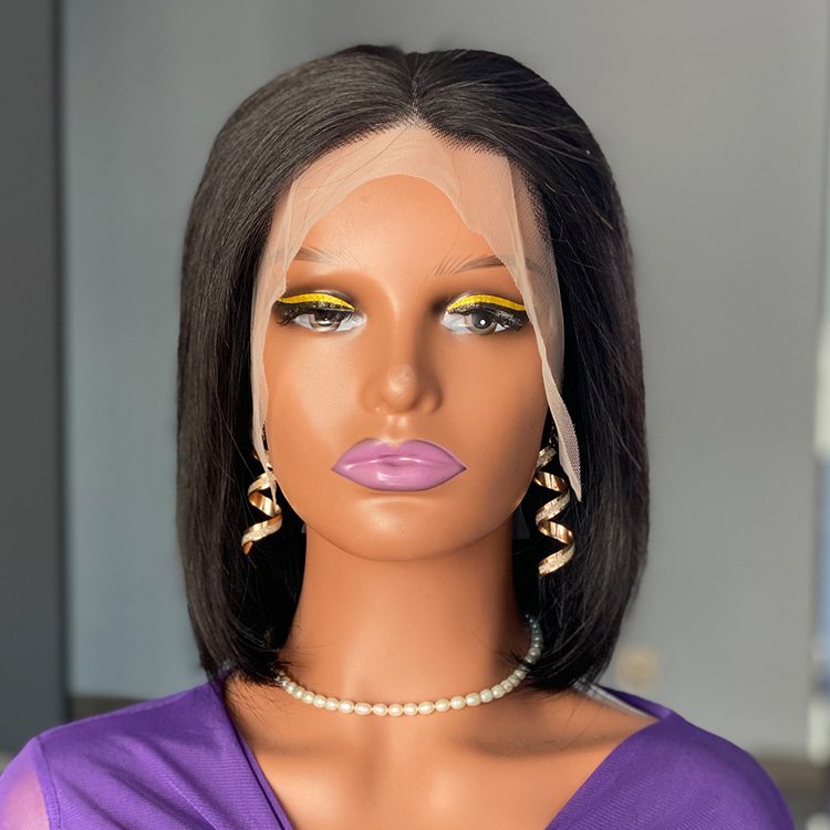 180 Density bob lace front wig human hair