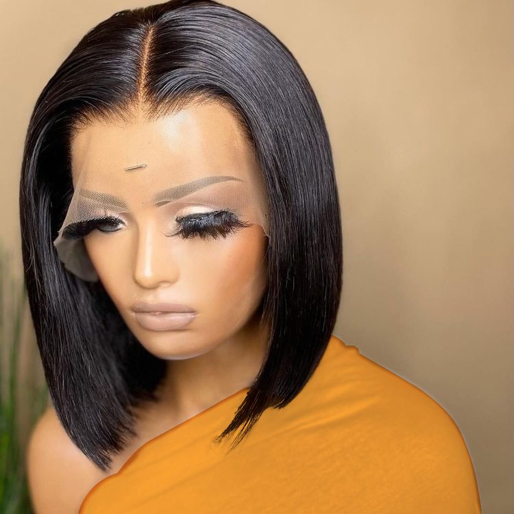 13x4 180 Density Virgin Human Hair Bob Lace Front Wig