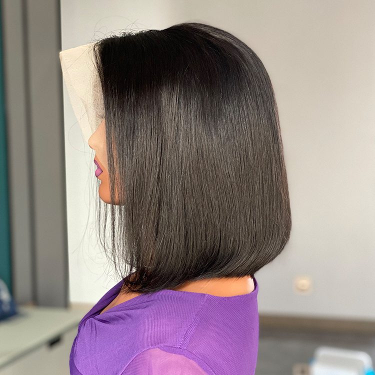 13x4 180 Density Virgin Human Hair Bob Lace Front Wig
