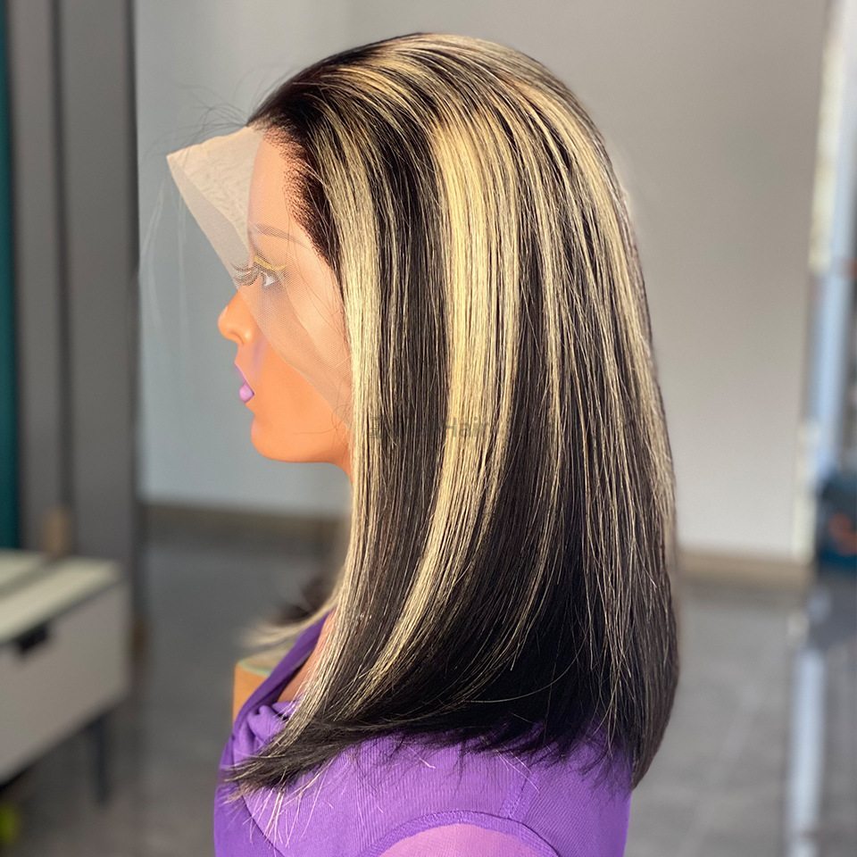 Highlight Color 180 Density Lace Human Hair Bob Wig - Zever Hair 1