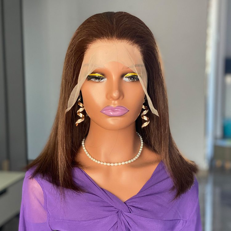 180 Density Chocolate Brown Virgin Human Hair Bob Wig