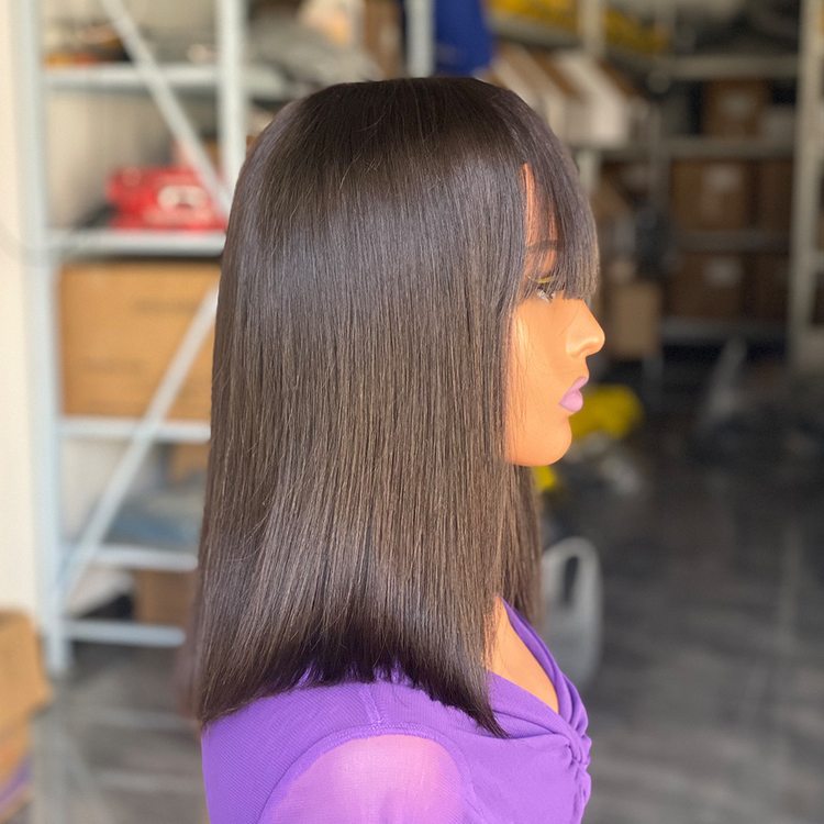 Bone Straight Virgin Human Hair Bob Wigs With Bangs - Zever Hair 4