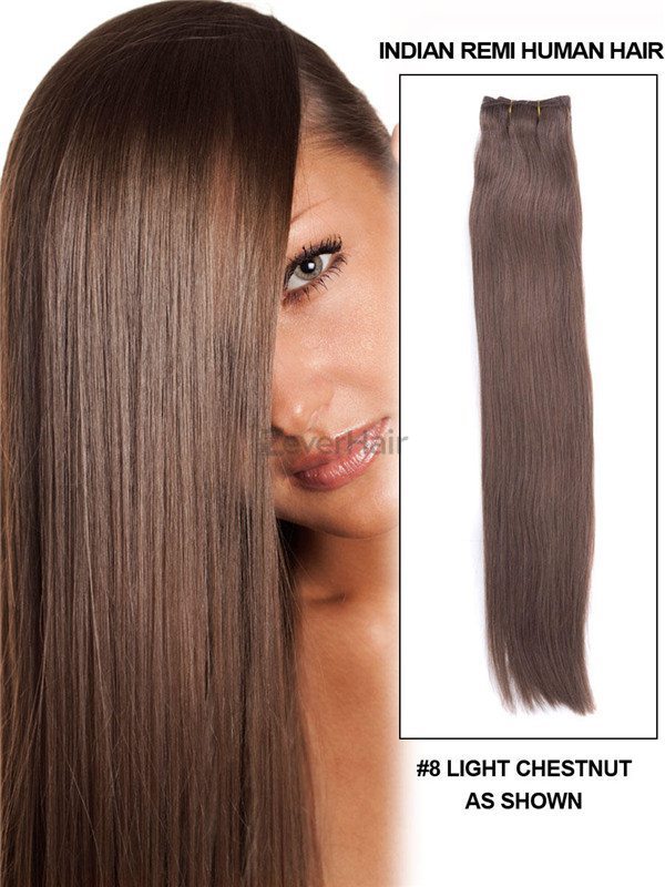 Straight Light Chestnut(#8) Remy Hair Bundles - Zever Hair 0