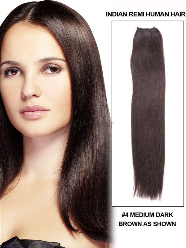 Straight Medium Brown(#4) Remy Hair Weave - Zever Hair 1 Straight Medium Brown(#4) Remy Hair Weave - Zever Hair 1
