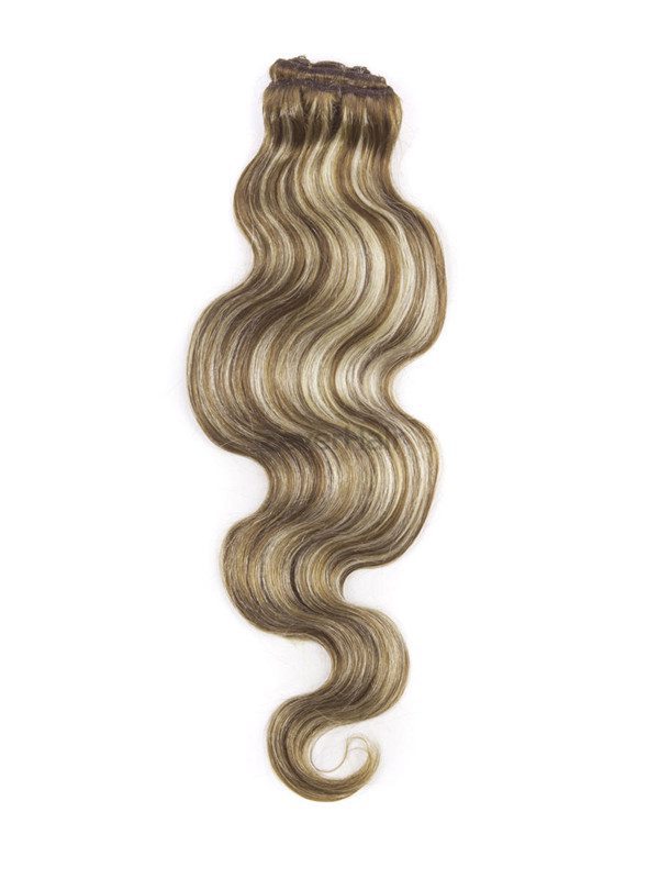 Chestnut Brown/Blonde(#F6-613) Premium Body Wave Clip In Hair Extensions 7 Pieces - Zever Hair 1