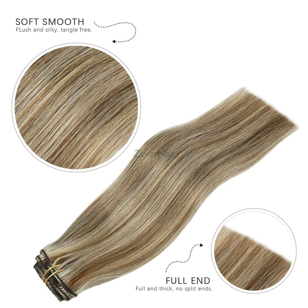 Chestnut Brown/Blonde(#F6-613) Premium Straight Clip In Hair 7 Pieces - Zever Hair 5