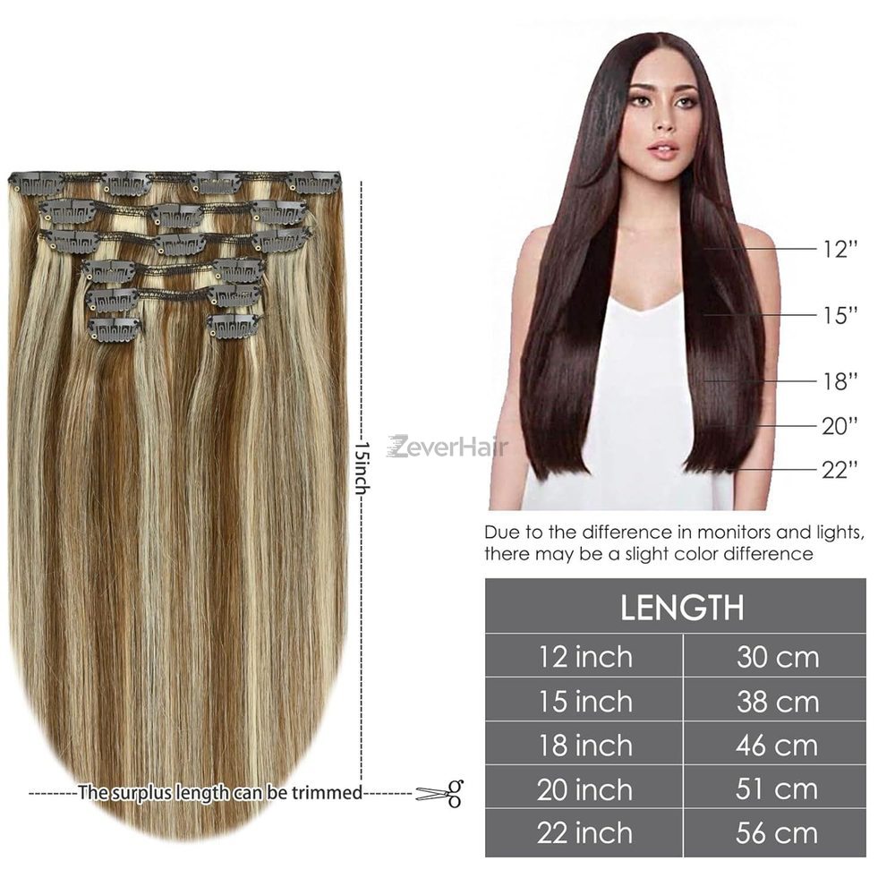 Chestnut Brown/Blonde(#F6-613) Premium Straight Clip In Hair 7 Pieces - Zever Hair 2