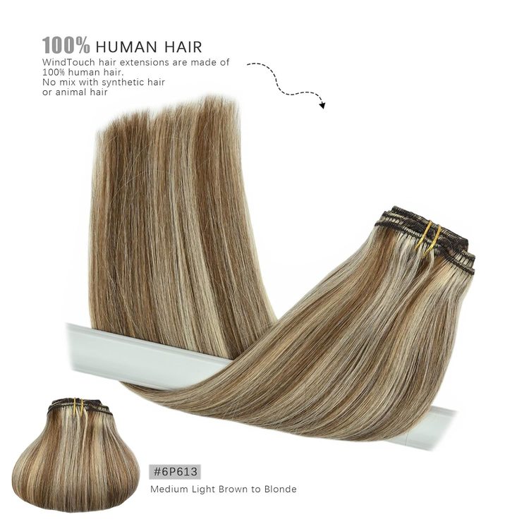 Chestnut Brown/Blonde(#F6-613) Premium Straight Clip In Hair 7 Pieces - Zever Hair 3