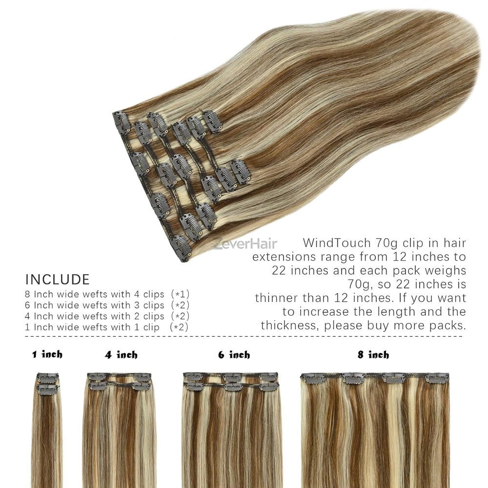 Chestnut Brown/Blonde(#F6-613) Premium Straight Clip In Hair 7 Pieces - Zever Hair 4