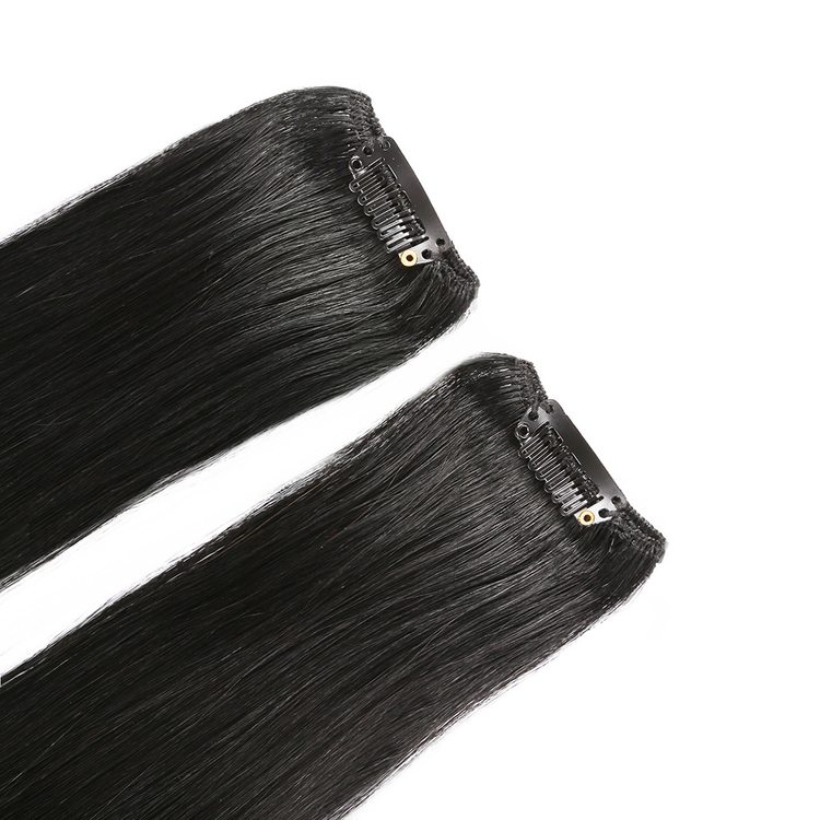 Jet Black(#1) Premium Straight Clip In Hair Extensions 7 Pieces - Zever Hair 3