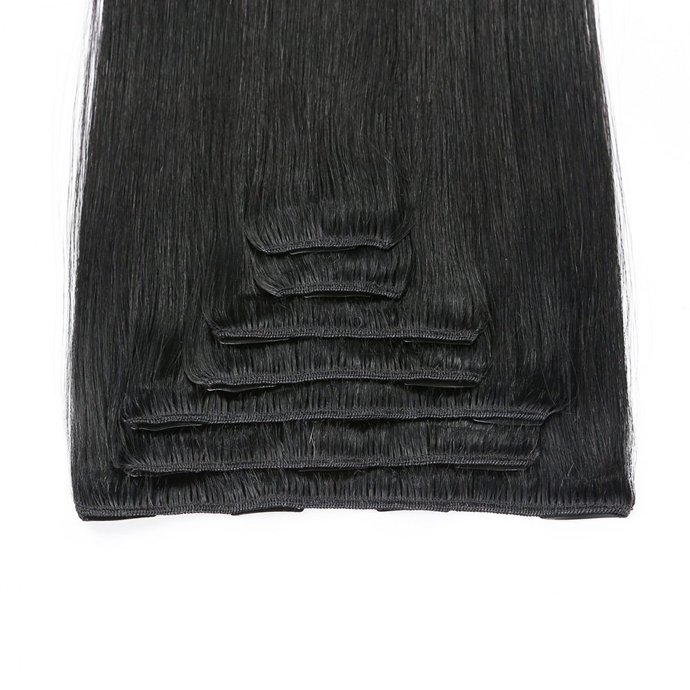 Jet Black(#1) Premium Straight Clip In Hair Extensions 7 Pieces - Zever Hair 6