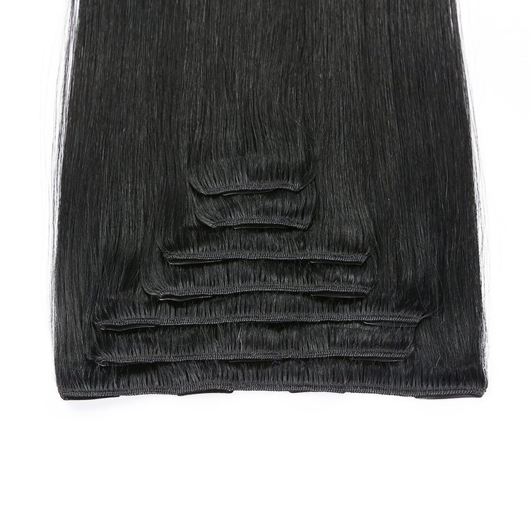 Jet Black(#1) Premium Straight Clip In Hair Extensions 7 Pieces - Zever Hair 6