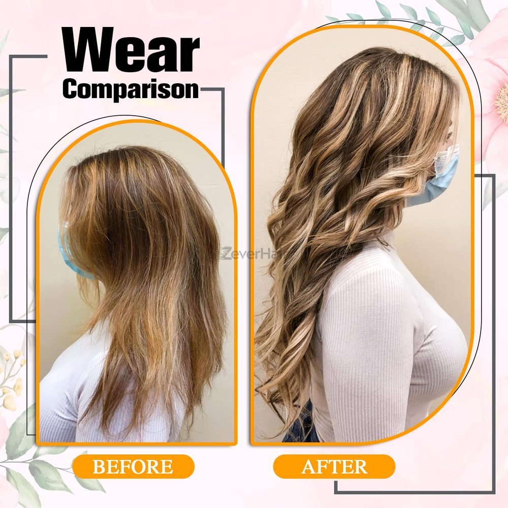 Brown/Blonde(#P4-22) Premium Straight Clip In Hair Extensions 7 Pieces - Zever Hair 2