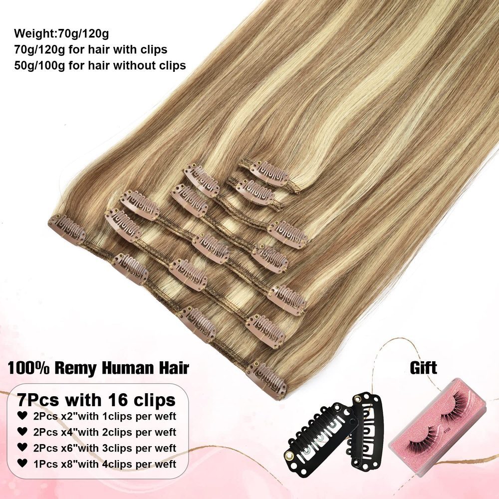 Ash/White Blonde(#P18-613) Premium Straight Clip In Hair Extensions 7 Pieces - Zever Hair 4