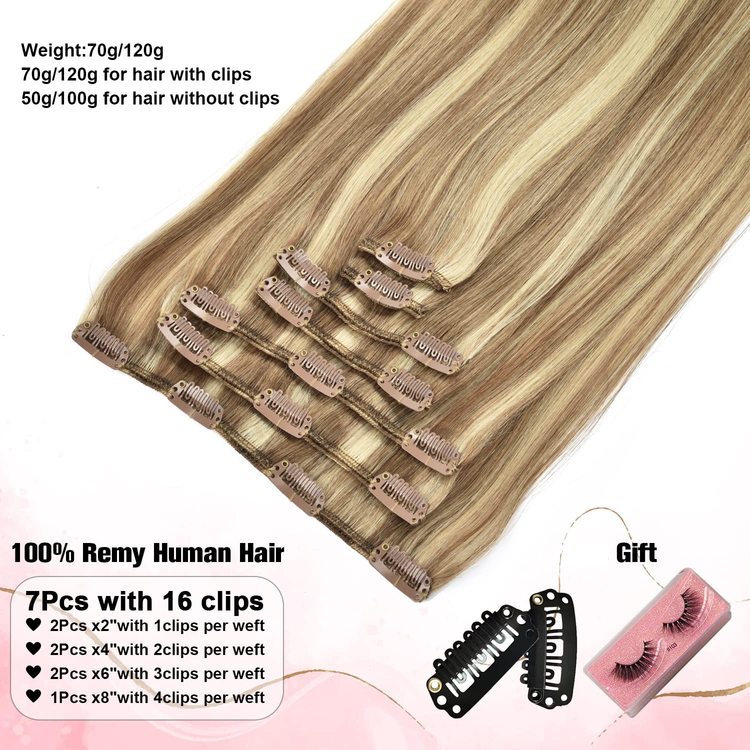 Ash/White Blonde(#P18-613) Premium Straight Clip In Hair Extensions 7 Pieces - Zever Hair 4