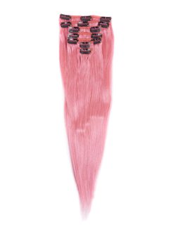 Pink(#Pink) Premium Straight Clip In Hair Extensions 7 Pieces - Zever Hair
