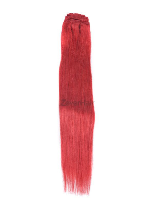 Red(#Red) Premium Straight Clip In Hair Extensions 7 Pieces - Zever Hair 2