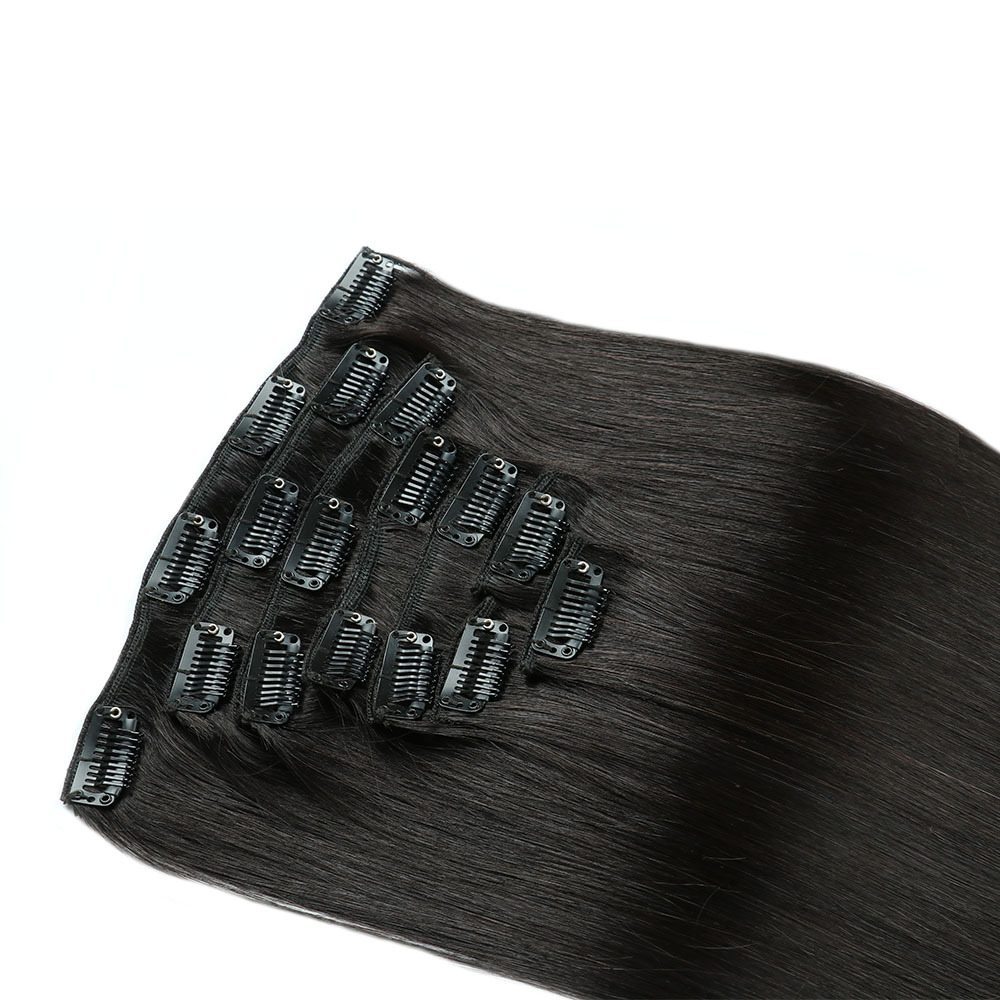 Natural Black(#1B) Straight Premium Clip In Hair Extensions 7 Pieces - Zever Hair 4