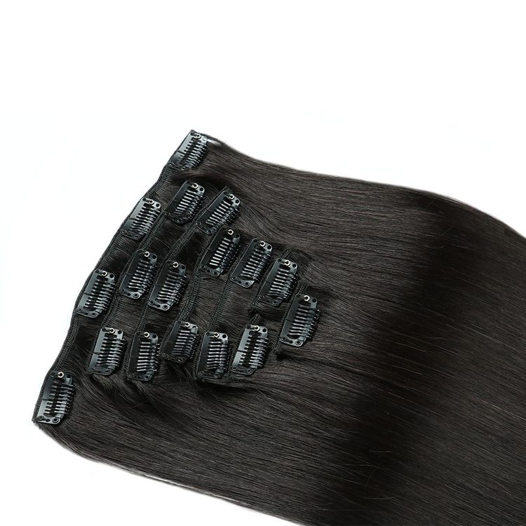 Natural Black(#1B) Straight Premium Clip In Hair Extensions 7 Pieces - Zever Hair 4