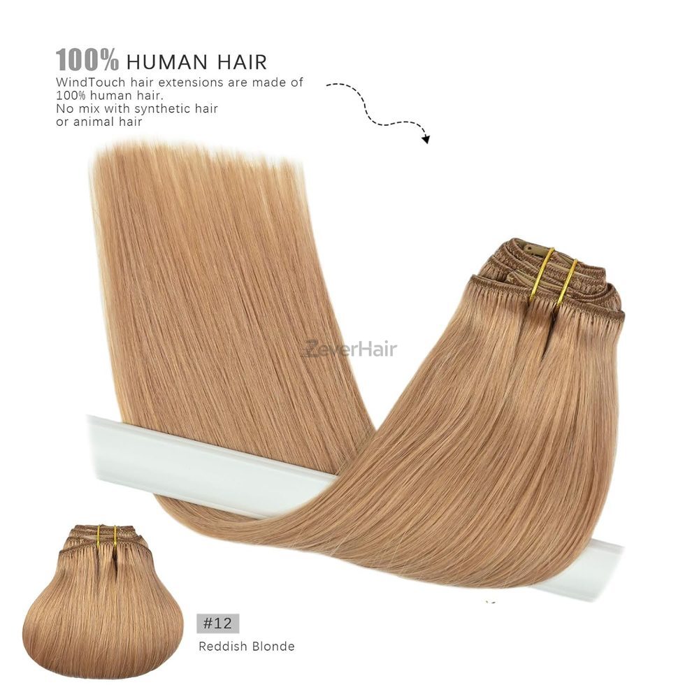 Reddish Blonde (#12) Premium Straight Clip In Hair Extensions 7 Pieces - Zever Hair 2