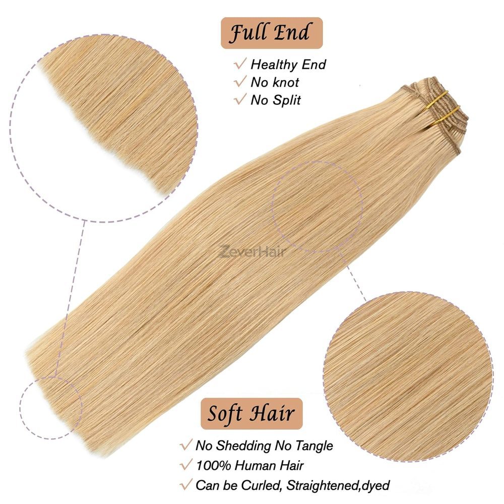 Strawberry Blonde(#27) Premium Straight Clip In Hair Extensions 7 Pieces - Zever Hair 3