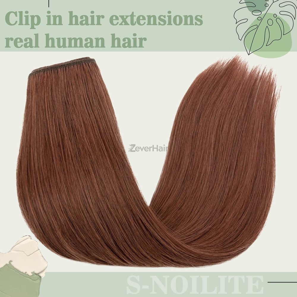 Dark Auburn(#33) Premium Straight Clip In Hair Extensions 7 Pieces - Zever Hair 3