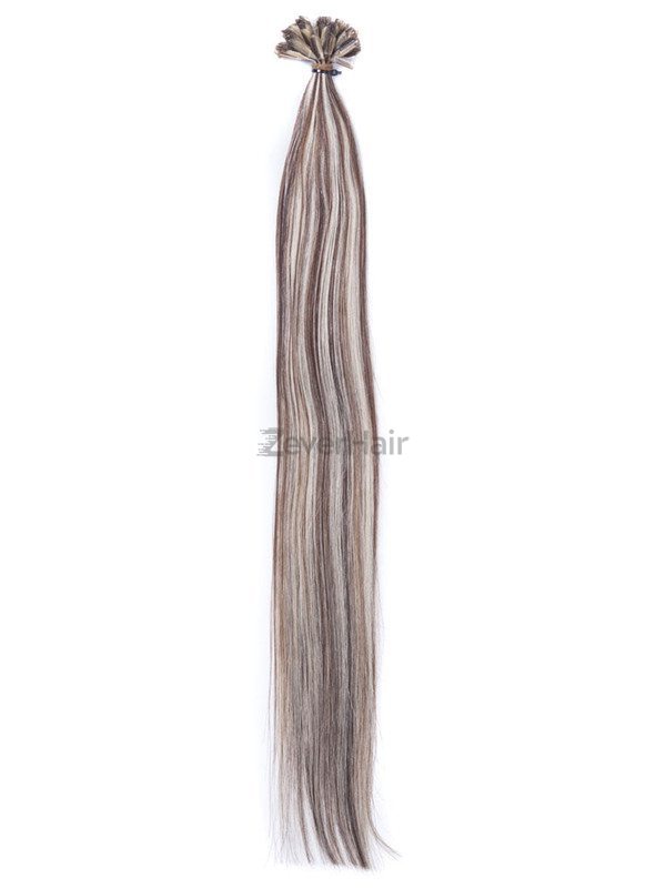 50 Piece Straight Remy Nail Tip/U Tip Hair Extensions Brown/Blonde (#P4/22) - Zever Hair 2