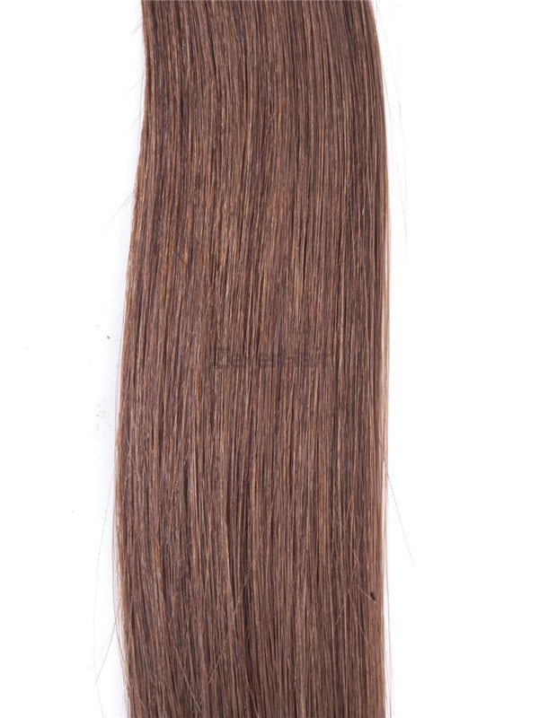 50 Piece Straight Nail Tip/U Tip Remy Hair Extensions Light Chestnut(#8) - Zever Hair 4