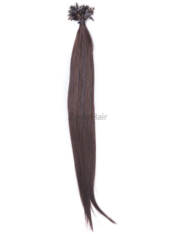 50 Piece Straight Virgin Nail Tip/U Tip Hair Extensions Medium Brown(#4) - Zever Hair 2