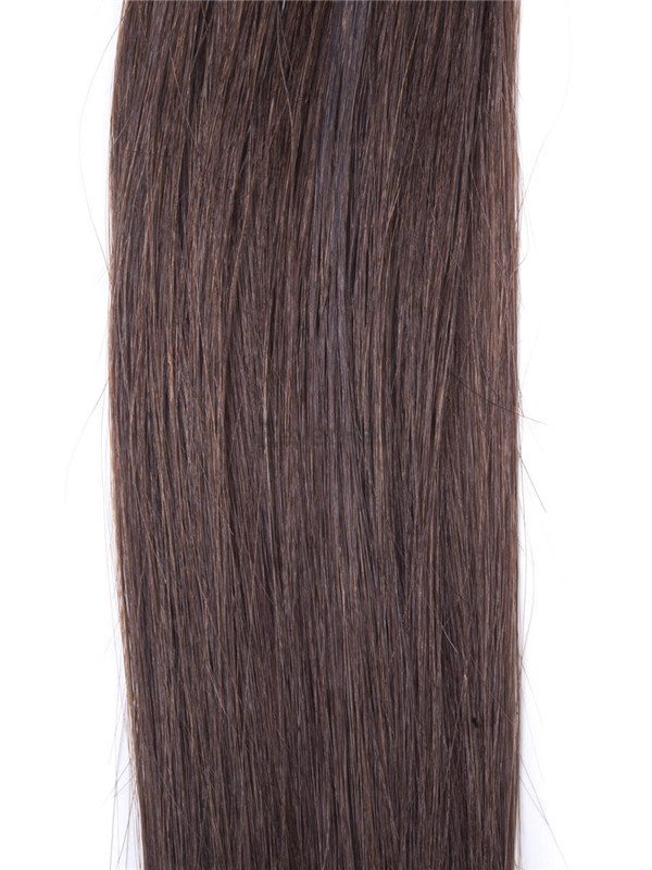 50 Piece Straight Virgin Nail Tip/U Tip Hair Extensions Medium Brown(#4) - Zever Hair 4