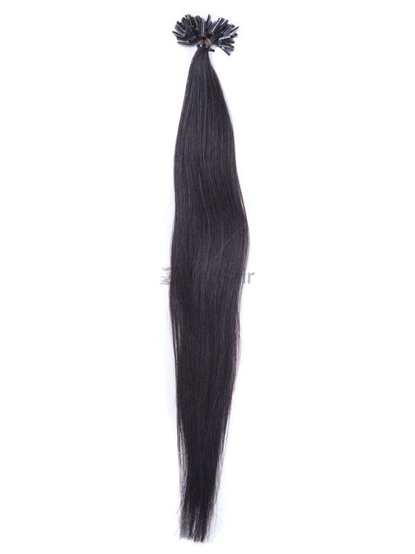 50 Piece Silky Straight Remy Nail Tip/U Tip Hair Extensions Natural Black(#1B) - Zever Hair 3