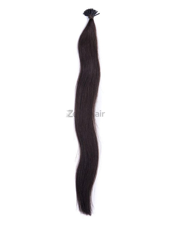 50 Piece Silky Straight Remy Stick Tip/I Tip Hair Extensions Natural Black(#1B) - Zever Hair 2