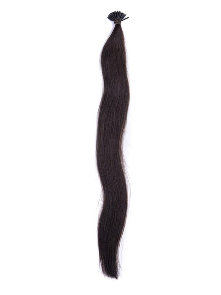 50 Piece Silky Straight Remy Stick Tip/I Tip Hair Extensions Natural Black(#1B) - Zever Hair 2