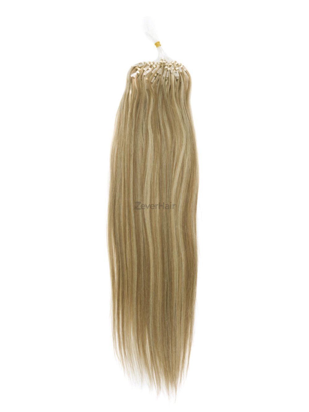 Remy Micro Loop Hair Extensions 100 Strands Silky Straight Golden Brown/Blonde(#F12/613) - Zever Hair 1