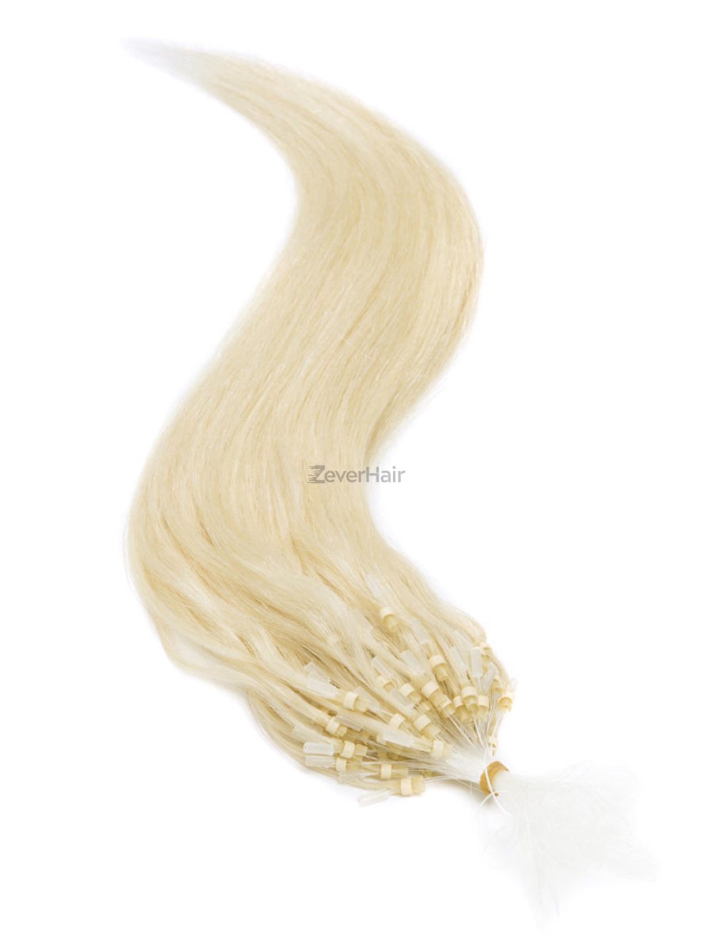 Remy Micro Loop Hair Extensions 100 Strands Silky Straight Bleach White Blonde(#613) - Zever Hair 2
