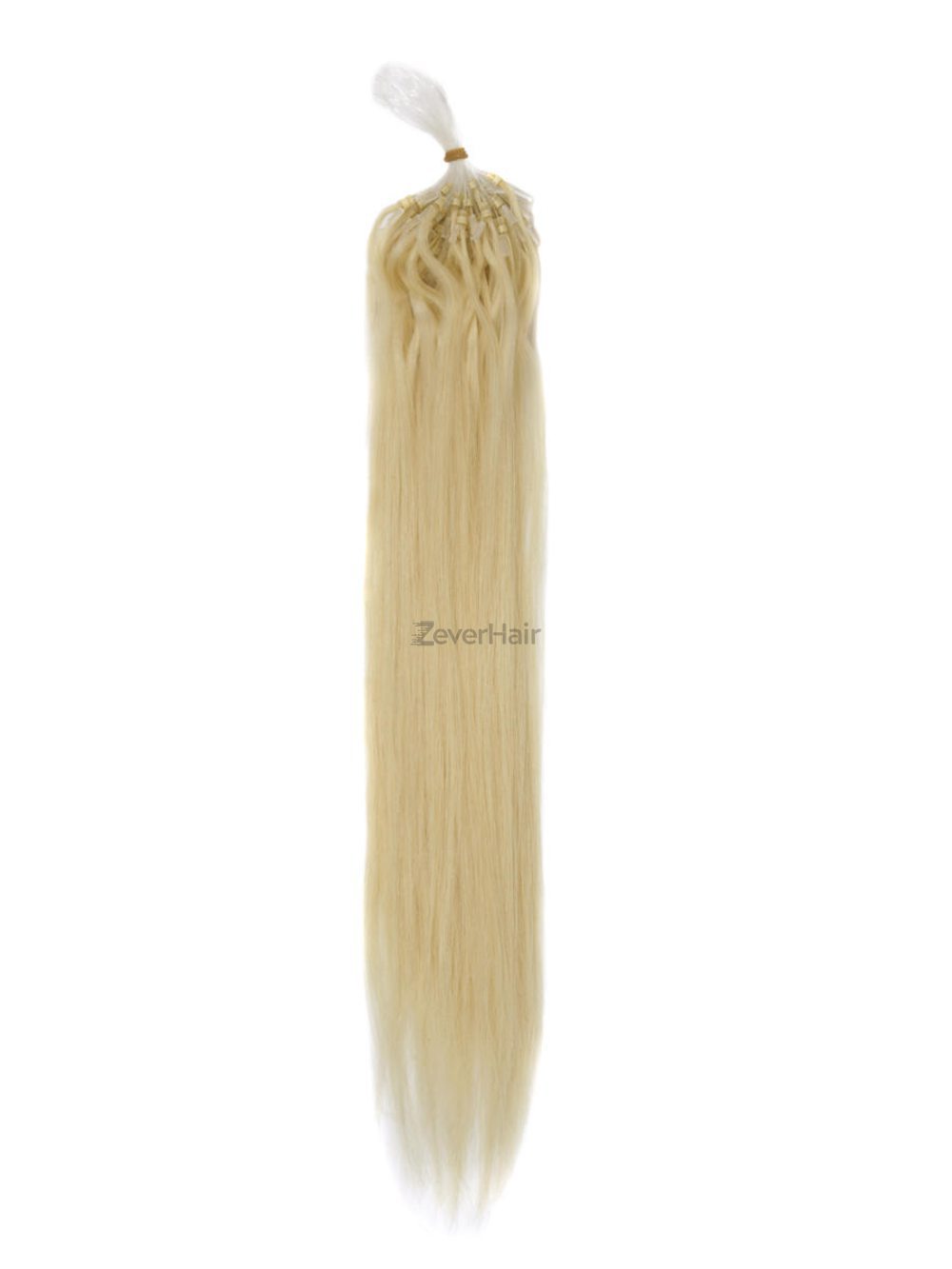 Micro Loop Remy Hair Extensions 100 Strands Silky Straight Medium Blonde(#24) - Zever Hair 1